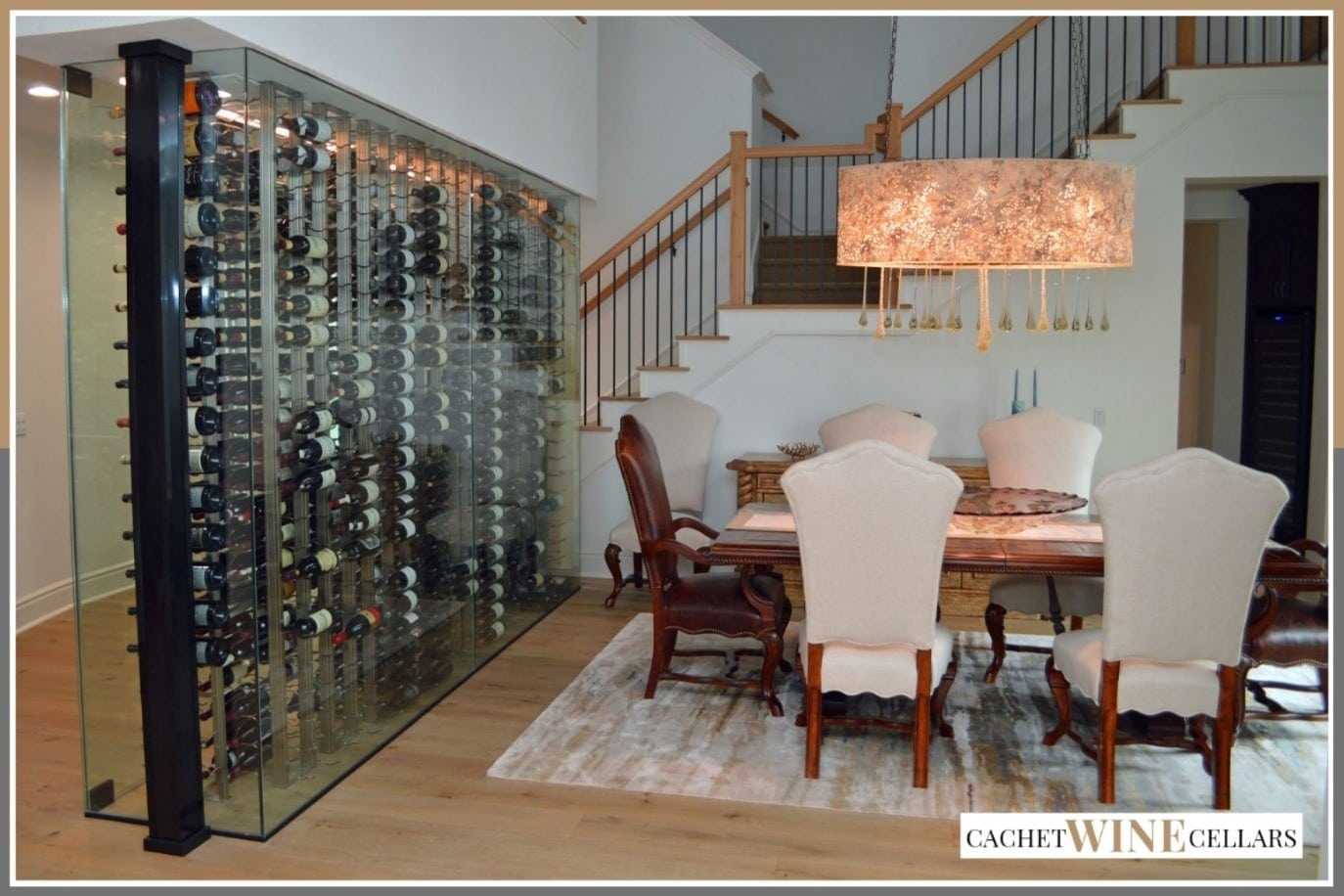 Glamorous Glass Residential Wine Cellars in a Dining Area