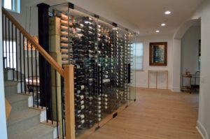 1 -Glamorous Glass Wine Cellars Custom-Designed in A Dining Area in California Glamorous Glass Wine Cellars in California
