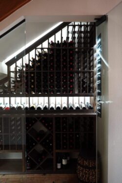3 - Glass Wine Cellar Door with Wooden Wine Racks Glass Wine Cellar Door with Wooden Wine Racks