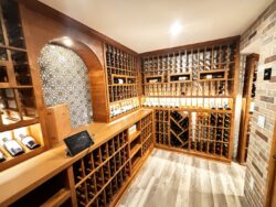 40 - A wine rack that resembles a wooden jigsaw cradles all the bottles perfectly photo of traditional home wine cellar racks with wood tiles