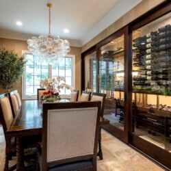 (1) Full-wall luxury glass dining room wine closet