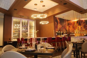 9 - Elegant champagne room wine display at Hell’s Kitchen restaurant inside Harrah’s Hotel,