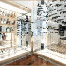 (2) Of all our glass wine cellar ideas, the use of a frameless glass enclosure was by far the most challenging and best decision we made.